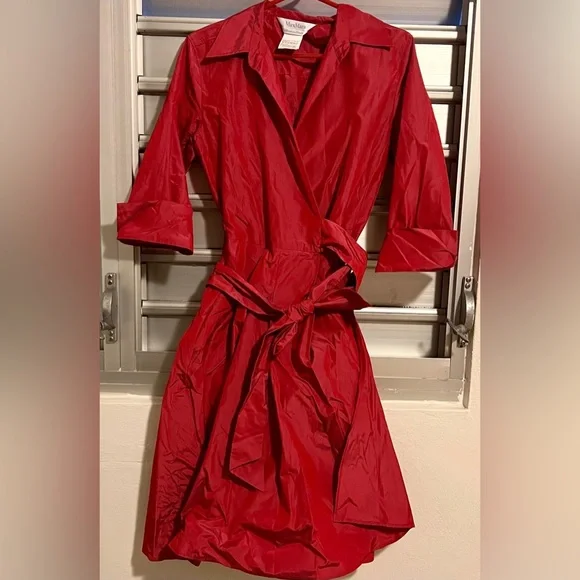 MaxMara Dresses Max Mara Red Wrap Dress Poshmark